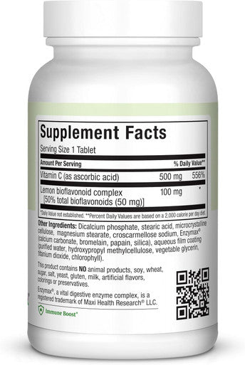 Maxi Health MAX C 500 mg - Vitamin C - with Lemon Bioflavonoids Complex - 100 Tablets