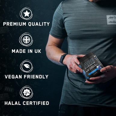 Applied Nutrition ABE Pre Workout All Black Everything Pre Workout Powder Energy and Physical Performance with Citrulline Creatine Beta Alanine (375g 30 Servings) (Candy Ice Blast)