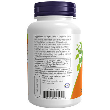 NOW Milk Thistle Extract 750 mg Silymarin (600 mg), Maximum Strength - 90 Veg Capsules