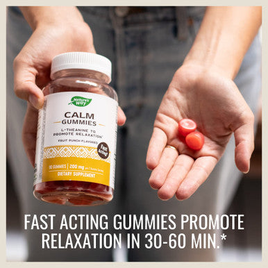 Nature's Way Calm Gummies, L-Theanine for Relaxation*, Fast Acting**, Non Drowsy, Fruit Punch Flavored, 90 Gummies