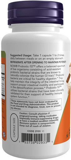 Now Foods Vegetarian Probiotic Capsules Probiotic-10 25 Billion, 100 Count