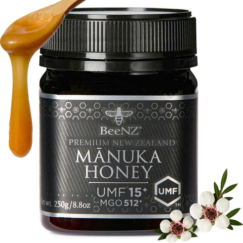 BeeNZ Raw MÃƒâ€žÃ‚Ânuka Honey, Certified UMF 20+ (MGO 829+), Pure New Zealand Monofloral MÃƒâ€žÃ‚Ânuka, Natural Sweetener, Superfood Honey for Wellness Support, No Sugar Added, Traceable from Hive to Jar, 8.8 oz/250g
