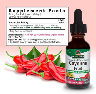 Nature'S Answer Cayenne Fruit Extract | Helps Promote Digestive Health | High Potentcy Made with Organic Alcohol | Vegan Gluten- Non-GMO & Kosher 1oz