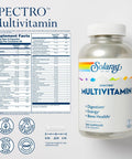 Solaray Spectro Multivitamin With Iron - Multi Vitamin With Calcium, Magnesium, Energizing Greens, Herbs & Digestive Enzymes - Digestion, Energy, And Bone Health Support (60 Servings, 360 Capsules)