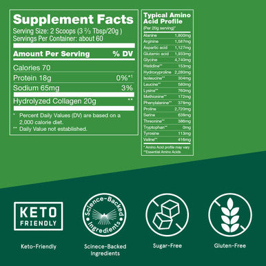 Bulletproof Unflavored Collagen Peptides Powder, 42.3 Ounces, Grass-Fed Collagen Protein And Amino Acids For Skin, Bones And Joints