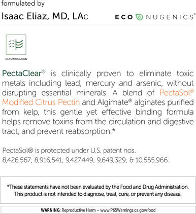 EcoNugenics PectaClear Healthy Detoxification Supplement with Modified Citrus Pectin and Alginate Provides Safe and Natural Support Against Environmental Toxins and Pollutants 60 Capsules