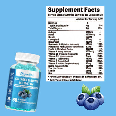 Biotin Gummies With Collagen For Adults Women & Men - Hair Skin Nails Gummies With Biotinis - Vitamins Gummies For Woman - 60 Gummies Hair Vitamins - Vegan, Non-Gmo - Biotin 15000Mcg