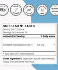 Supersmart BHT 300 mg Per Day Butylated Hydroxytoluene Powerful Antioxidant Immune Support Anti Aging Supplement NonGMO Gluten Free 90 Vegetarian Capsules