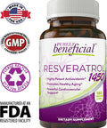PURELY beneficial RESVERATROL1450 - 90day Supply, 1450mg per Serving of Potent Antioxidants & Trans-Resveratrol, Promotes Anti-Aging, Cardiovascular Support, Maximum Benefits (1bottle)