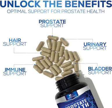 Prostate Men Supplement - Support Complex Formula With Saw Palmetto, Beta Sitosterol, Stinging Nettle, Pygeum, Pumpkin Seed, Zinc, Vitamin B6 E - Supports Prostate & Urinary Health - 120 Capsules