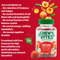 Chewy Vites Adult High Strength Iron 60 Vitamin Gummies 14mg Ferrous Fumerate Iron Gummies with Vitamin C 2 Months Supply Real Fruit Juice Vegan Peach Flavour