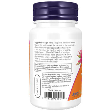 NOW Supplements, Vitamin K2 (MK-7) 300 mcg Extra Strength 60 Veg Capsules