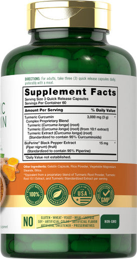 Carlyle Turmeric Curcumin With Black Pepper | 3000Mg 180 Capsules | Curcuminoids And Bioperine Supplement | Non-Gmo, Gluten Free