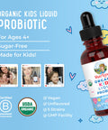 MaryRuth Organics Kids Probiotic Liquid Drops | USDA Organic Probiotics for Digestive Health | Ages 4+ Gut Health & Immune Support Supplement | Overall Health | Vegan | Non-GMO | 1 Fl Oz