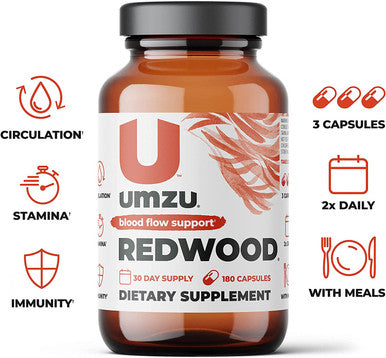 UMZU Redwood Nitric Oxide Booster Capsules 30 Day Supply N.O. Supplement for Circulatory Support