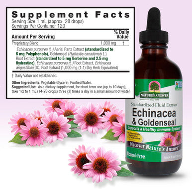 Nature'S Answer Echinacea and Goldenseal | Supports Immune System | Non-GMO Alcohol- Gluten- & Kosher 4oz Extract | Single Count