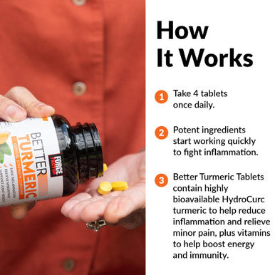 Force Factor Better Turmeric Joint Support Supplement Featuring HydroCurc Turmeric Curcumin with Black for Superior Absorption, Clinical Strength Joint Support, 120 Tablets, White Packaging