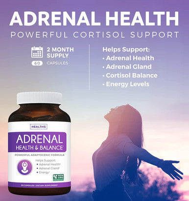 Adrenal Support Cortisol Manager NonGMO Powerful Adrenal Health with LTyrosine Ashwagandha Maintain Balanced Cortisol Levels Stress Relief Fatigue Supplement 60 Capsules