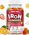 Iron Supplement Gummies For Kids Kids Multivitamin With Iron Vitamin B Complex C D3 Calcium Folate Zinc Fos For Blood Builder and Energy Support Iron Deficiency VeganMixed Fruit Flavor60 Ct