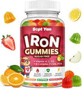 Iron Supplement Gummies For Kids Kids Multivitamin With Iron Vitamin B Complex C D3 Calcium Folate Zinc Fos For Blood Builder and Energy Support Iron Deficiency VeganMixed Fruit Flavor60 Ct