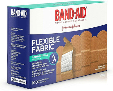 Band-Aid Brand Flexible Fabric Adhesive Bandages, Assorted Sizes Bmlzqy, 3Pack (100 Count)