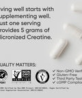 Sports Research Creatine Monohydrate Capsules May Support Workout Recovery Lean Muscle gain Performance and Strength Non GMO Vegan Certified 5g per Servings 30 Servings