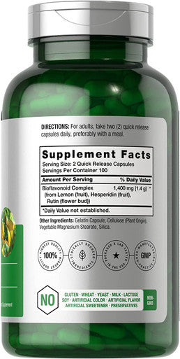 Lemon Bioflavonoids Complex 1400 mg | 200 Capsules | with Rutin and Hesperidin | Non-GMO, Gluten Free Supplement | by Horbaach