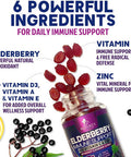 Immune Support Gummies - Powerful Sambucus Elderberry Gummies With Elderberry Extract, Zinc & Vitamin C Gummy, Max Potency Natural Vegan Immune Support Supplement For Adults & Children - 60 Gummies
