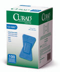 Curad -NON25513 Fingertip Adhesive Bandages Food Service Blue Detectable Bandage 100 CountFingertip 1.75" x 2" (Packaging may vary)