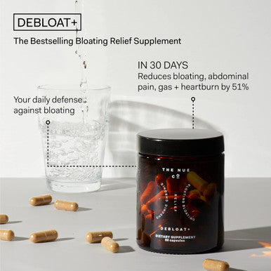 The Nue Co. DEBLOAT Daily Gut Health Supplement for IBS Symptoms and Bloating Relief Vegan GlutenFree SugarFree 30 Day Supply