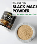 Organic Black Maca Root Powder 124g - Certified Organic, Non-GMO, Highest Quality | Peruvian Maca for Men & Women | 100% Pure: No Additives, Fillers or Preservatives | Made in Canada