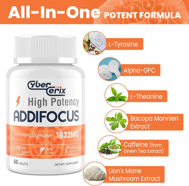 17-In-1 Brain Supplement For Memory And Focus - Nootropic Brain Supplement For Concentration, Clarity, Energy & Focus - Natural Caffeine Blend With Vitamins, Amino Acids & Herbal Extracts - 60 Tablets