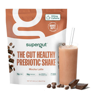 Supergut Prebiotic Shakes | Meal Replacement | Boost GLP-1 | High Protein and Fiber | No Added Sugar | Keto Food Meal Snack (Mocha Latte 14 servings)