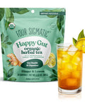 Four Sigmatic Happy Gut Organic Herbal Tea | Organic Lemon Ginger Tea With Probiotics & Turkey Tail Mushroom | Instant Digestive Tea | Vegan Gluten- | Lemon Ginger 24 Servings
