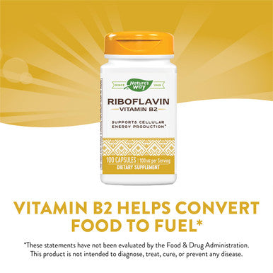 Nature'S Way Riboflavin Vitamin B2, Supports Cellular Energy Production*, 100Mg Per Serving, 100 Capsules