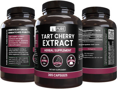PURE ORIGINAL INGREDIENTS Tart Cherry Extract (365 Capsules) No Magnesium Or Rice Fillers, Always Pure, Lab Verified