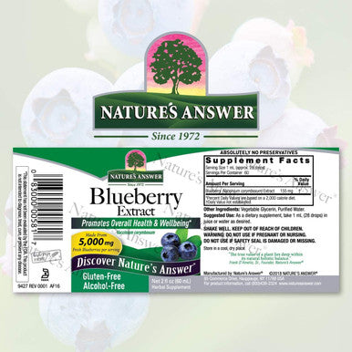 Nature'S Answer Blueberry Fruit Extract Supplement for Eyes Alcohol 2oz. | Eye and Vision Support | High in Antioxidants | Promotes Blood Circulation | Relieves Red and Itchy Eyes