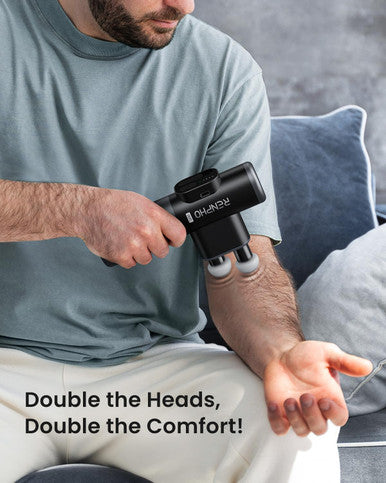Renpho Duo Mini Massage Gun With Double Heads, Fsa Hsa Eligible Deep Tissue Percussion Massager For Travel Use, Silicone Casings 3 Modes With Seamless Speed Handheld Massage Gun, Valentines Day Gift