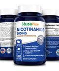NusaPure Nicotinamide with Resveratrol (Vitamin B-3) 500 mg - 180 Vegetarian Caps (Non-GMO & Gluten-Free)