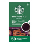 Starbucks VIA Instant Coffee Packets, Single Serve, Dark Roast Coffee, Decaf Italian Roast, 50 Packets