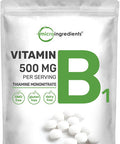 Micro Ingredients Vitamin B1 500mg Per Serving 240 Tablets | Vitamin B1 Thiamine Supplement Essential B Vitamins | Supports Metabolism & Healthy Nervous System | Non-GMO Easy to Swallow