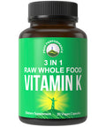 Peak Performance Raw Whole Food Vitamin K Vegan Capsules Supplement Usa Sourced Vitamins K1, K-2 Mk4 + K2 Natto Mk7 And 25 Vegeta