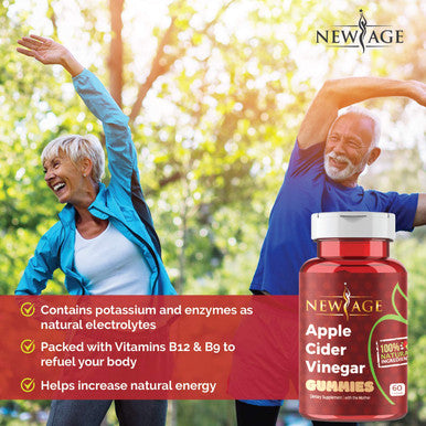 Apple Cider Vinegar Gummies by New Age - 2-Pack - 120 Count - Immunity & Detox - with The Mother, Gluten-Free, Vegan, Vitamin B9, B12, Pomegrantate, Beetroot (2 Pack 120 Count)