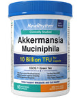 NewRhythm Akkermansia Muciniphila Probiotic 10 Billion TFU Pasteurized Maximum Stability Green Tea Leaf EGCG GLP-1 Production Metabolic Health Gut Immunity for Women & Men 60 Caps