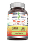 Amazing Formulas Vitamin C With Rose Hips Supplement | 1000 Mg | 500 Tablets | Non-Gmo | Gluten Free | Made In Usa