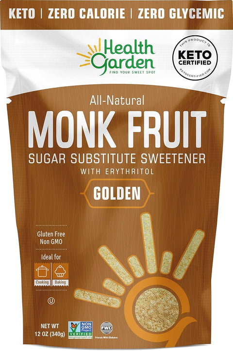 Health Garden Monk Fruit Sweetener, Golden, 2.5lbs Bag ÃƒÂ¢Ã¢â€šÂ¬Ã¢â‚¬Å“ 1:1 Monk Fruit Sugar Substitute with Erythritol ÃƒÂ¢Ã¢â€šÂ¬Ã¢â‚¬Å“ Zero Calorie Monkfruit Sweetener Pure ÃƒÂ¢Ã¢â€šÂ¬Ã¢â‚¬Å“ Ideal for Baking, Keto Friendly, Non-GMO, Kosher