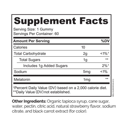 Naturelo Melatonin Gummies For Kids Non-Gmo Gluten-Free Soy Free - Strawberry Flavor - Gentle Sleep Supplement 60 Vegetarian Gummies