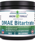 Amazing Formula Dmae Bitartrate Powder Supplement | 100 Grams | 286 Servings | Non-Gmo | Gluten-Free | Made In Usa
