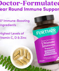 Further Food Ultimate Immune Support Vitamin C, D, E And Zinc + Natural Immunity Booster Multivitamin Herbal Supplement Elderberry & Echinacea, Daily Immune Defense & Antioxidant Support.