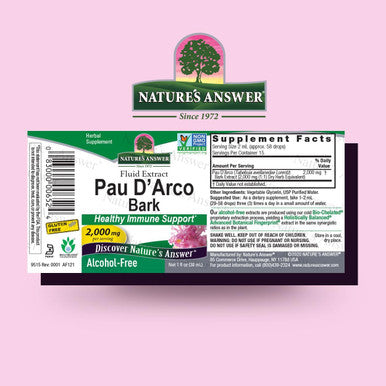 Nature'S Answer Alcohol- PAU D'Arco Inner Bark 2000mg 1oz Extract | Supports Healthy Immune System | Helps Maintain Intestinal Flora | Gluten- Kosher | Single Count